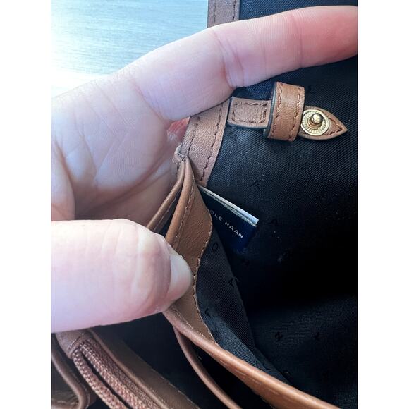 Cole Haan Brown Tan Leather Gold Accent Luxury Large Wallet Clutch - Picture 10 of 12